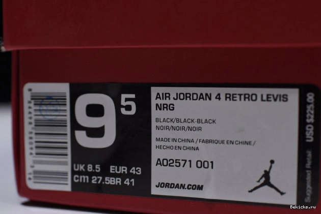 Reps BK levi''s air ao2571-001 x ''black'' jordan 4 1206